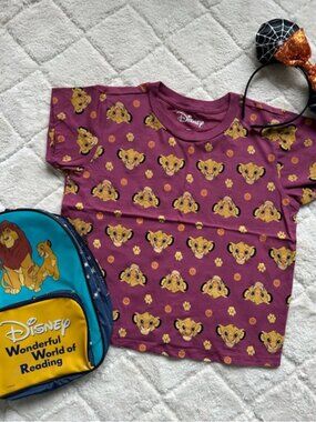 Disney X The Lion King | Mauve Simba Print Cropped Tee | Size Small